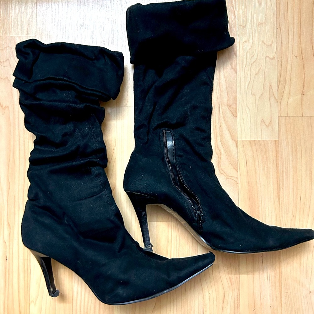 Slouch Thin Heel Black Boots (US) 8.5